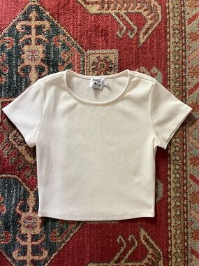 Princess Polly White Ribbed Cropped Tee